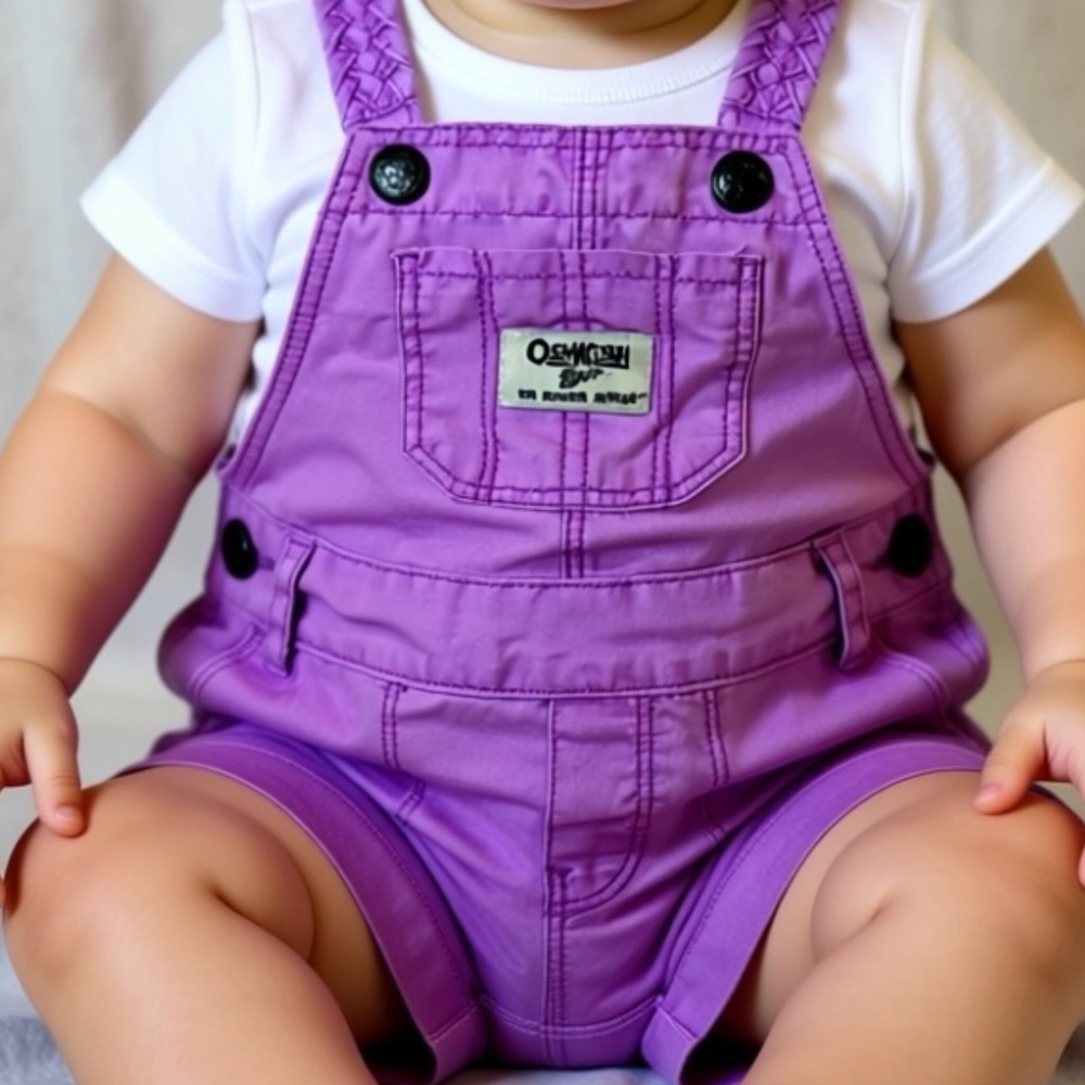 OshKosh B'gosh Overall Shorts Infant Size 6M Purple Denim Summer